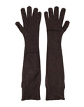 Dolce & Gabbana | Brown Cashmere Knitted Elbow Length Mitten Gloves