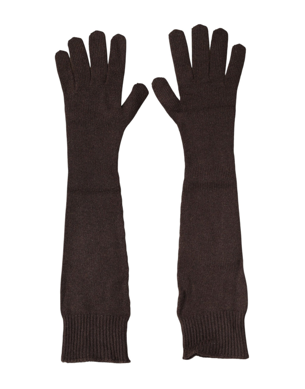 Dolce & Gabbana | Brown Cashmere Knitted Elbow Length Mitten Gloves