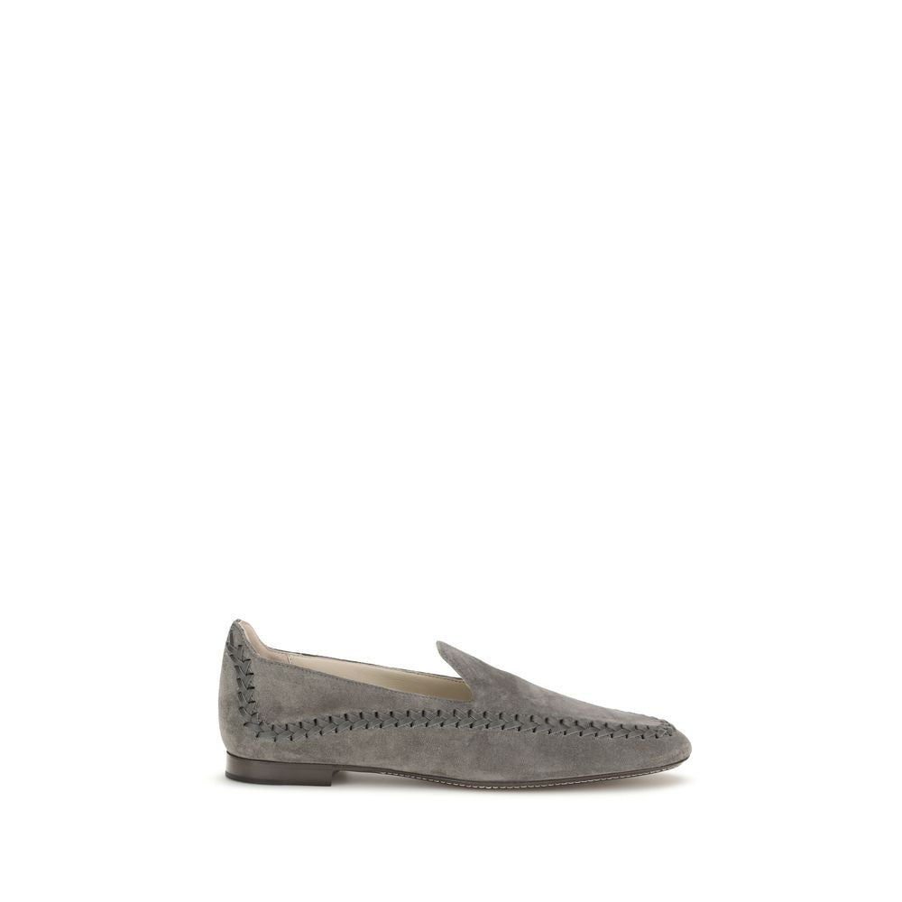 Giorgio Armani | Gray Calf Leather Bos Taurus Slip-On Loafers