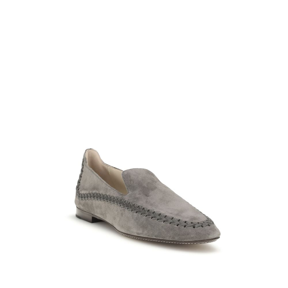 Giorgio Armani | Gray Calf Leather Bos Taurus Slip-On Loafers