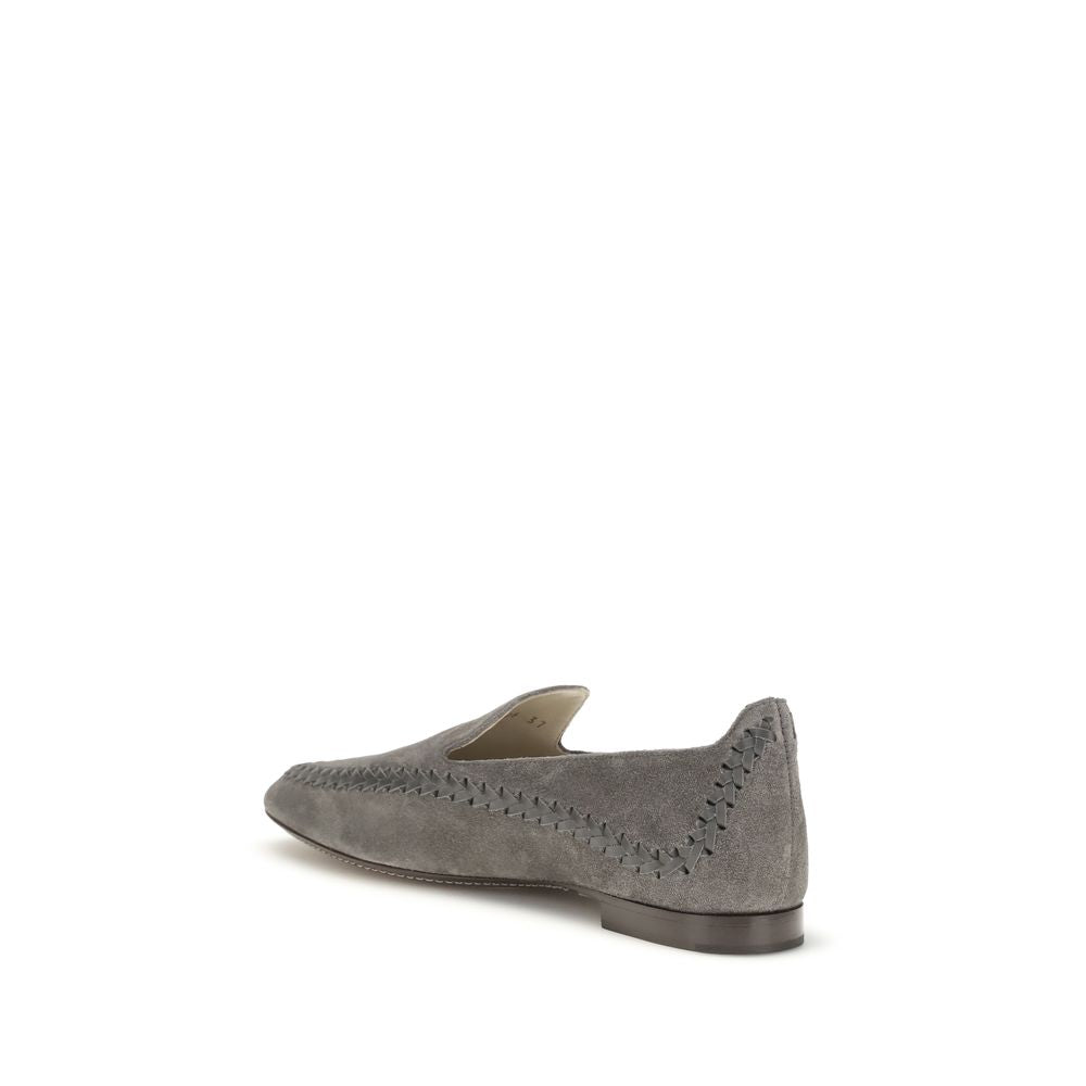 Giorgio Armani | Gray Calf Leather Bos Taurus Slip-On Loafers