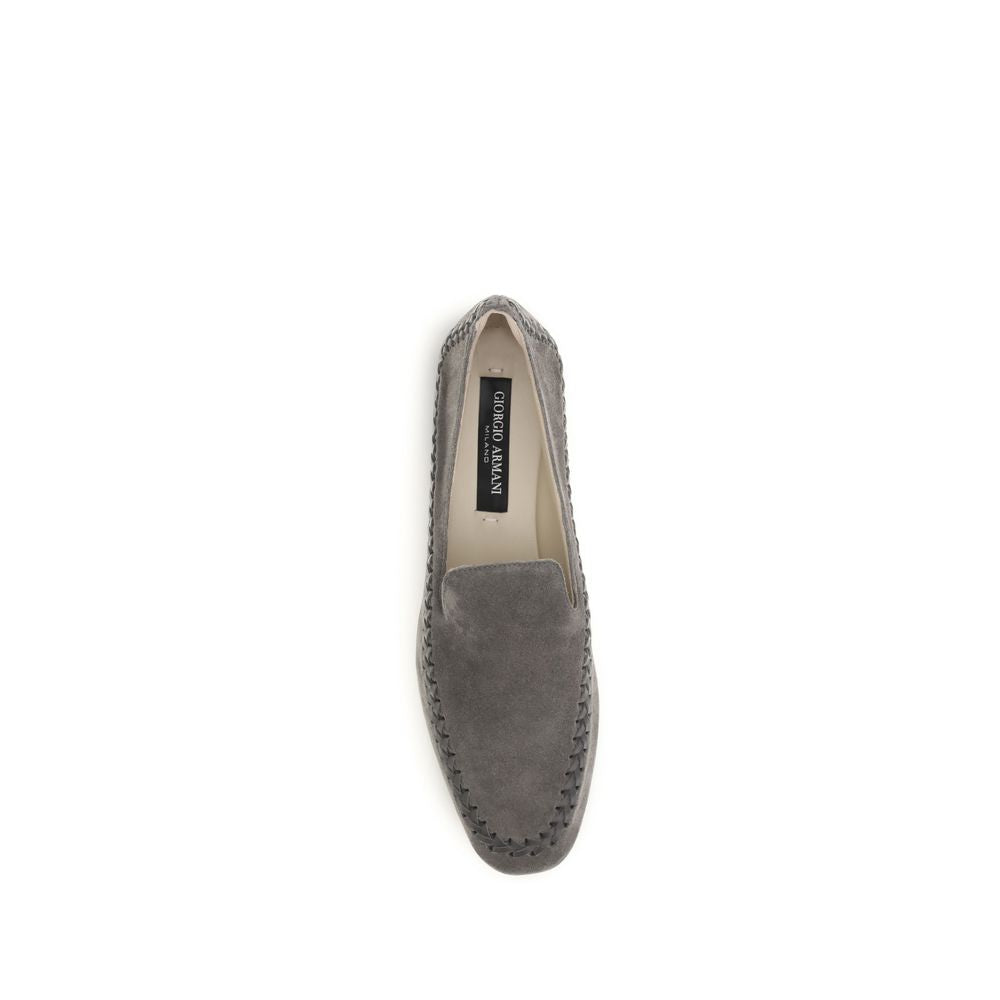 Giorgio Armani | Gray Calf Leather Bos Taurus Slip-On Loafers