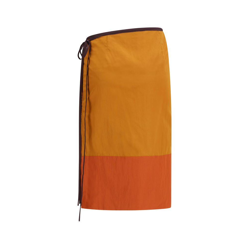 Saint Laurent | Orange Nylon Midi Skirt