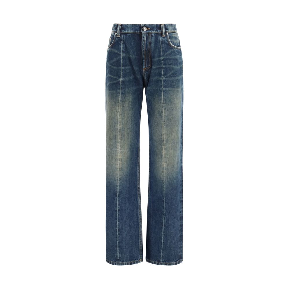 Versace | Blue Cotton Straight-Leg Jeans