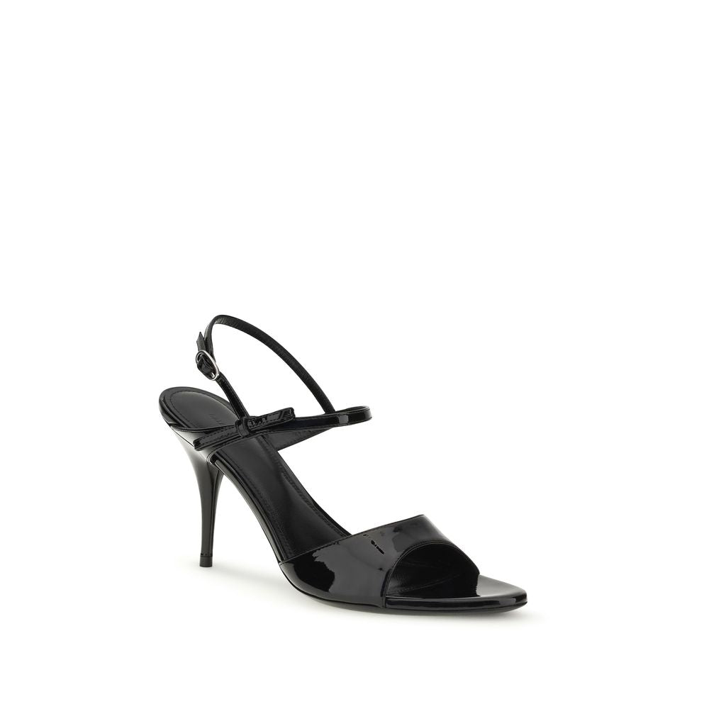 Balenciaga | Black Calf Leather Bos Taurus Stiletto Heel Sandals