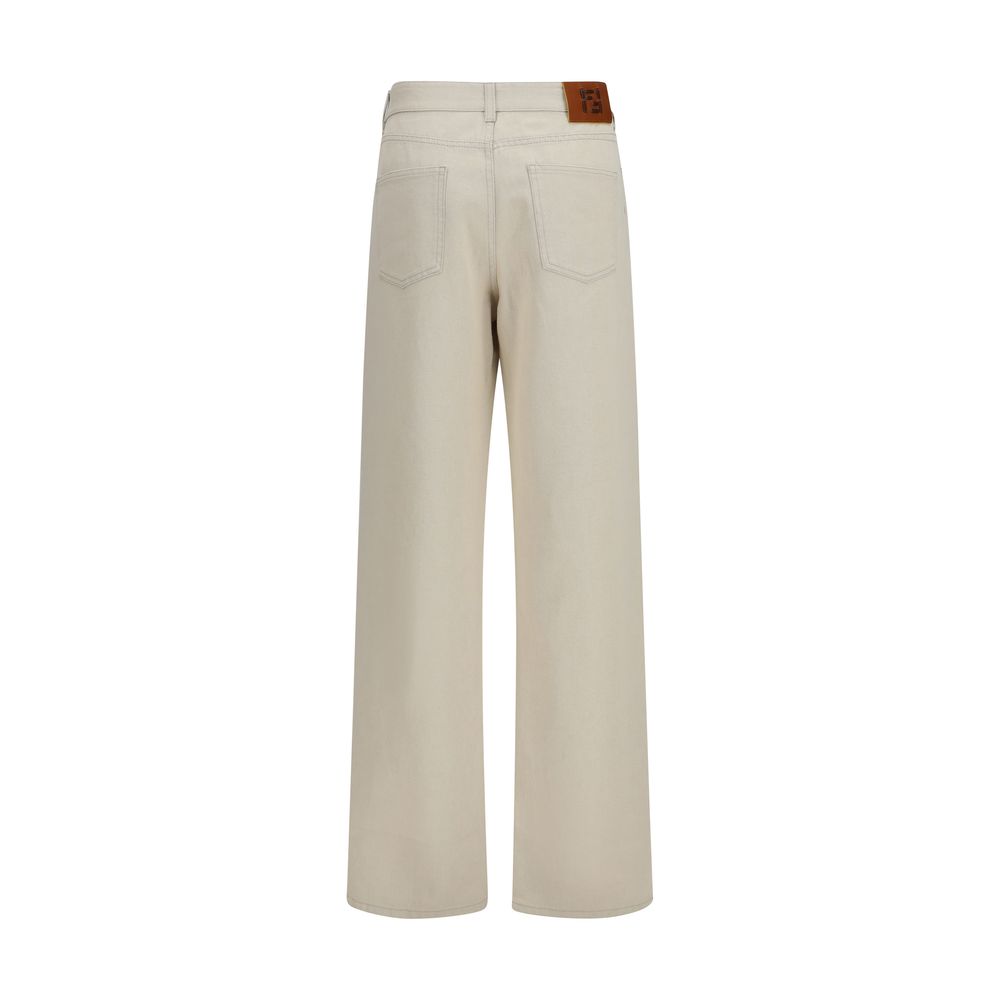 Fendi | Beige Cotton Straight-Leg Jeans