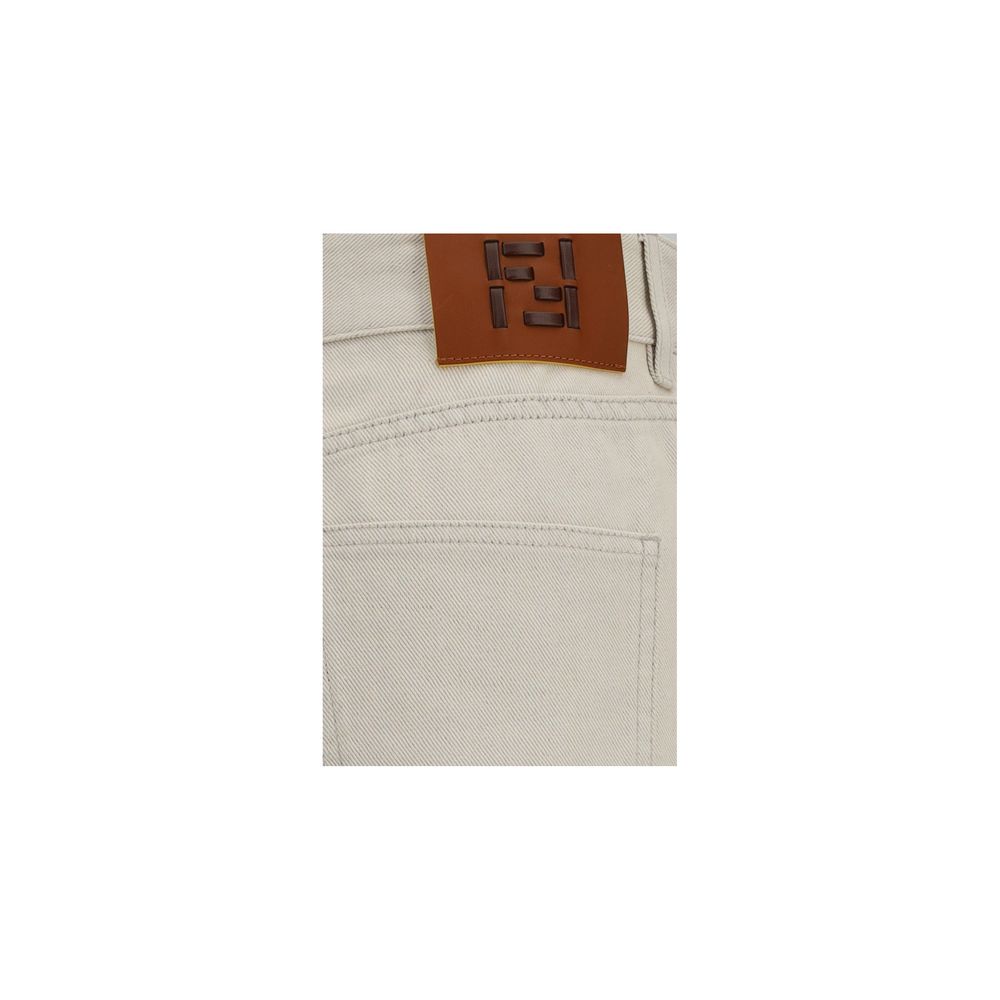 Fendi | Beige Cotton Straight-Leg Jeans