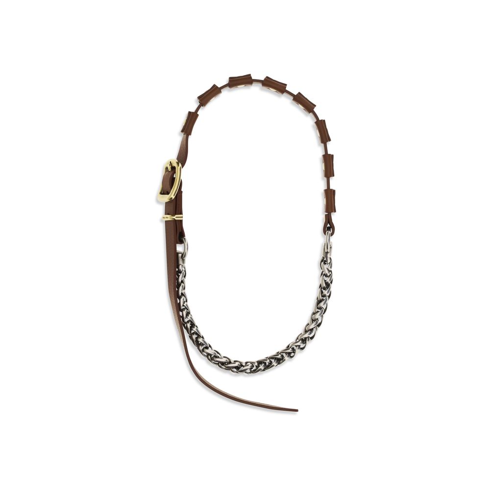 Miu Miu | Brown Calf Leather Bos Taurus Necklace