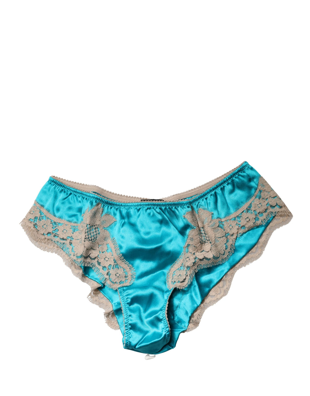Dolce & Gabbana | Blue Silk Satin Floral Lace Panty Brief Underwear