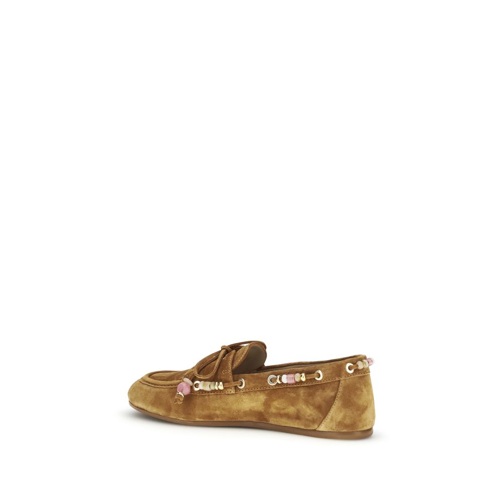 Stuart Weitzman | Brown Calf Leather Bos Taurus Slip-On Loafers