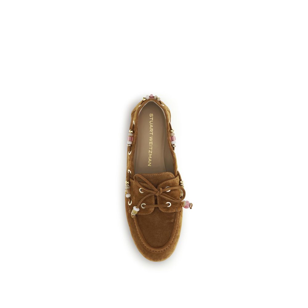 Stuart Weitzman | Brown Calf Leather Bos Taurus Slip-On Loafers