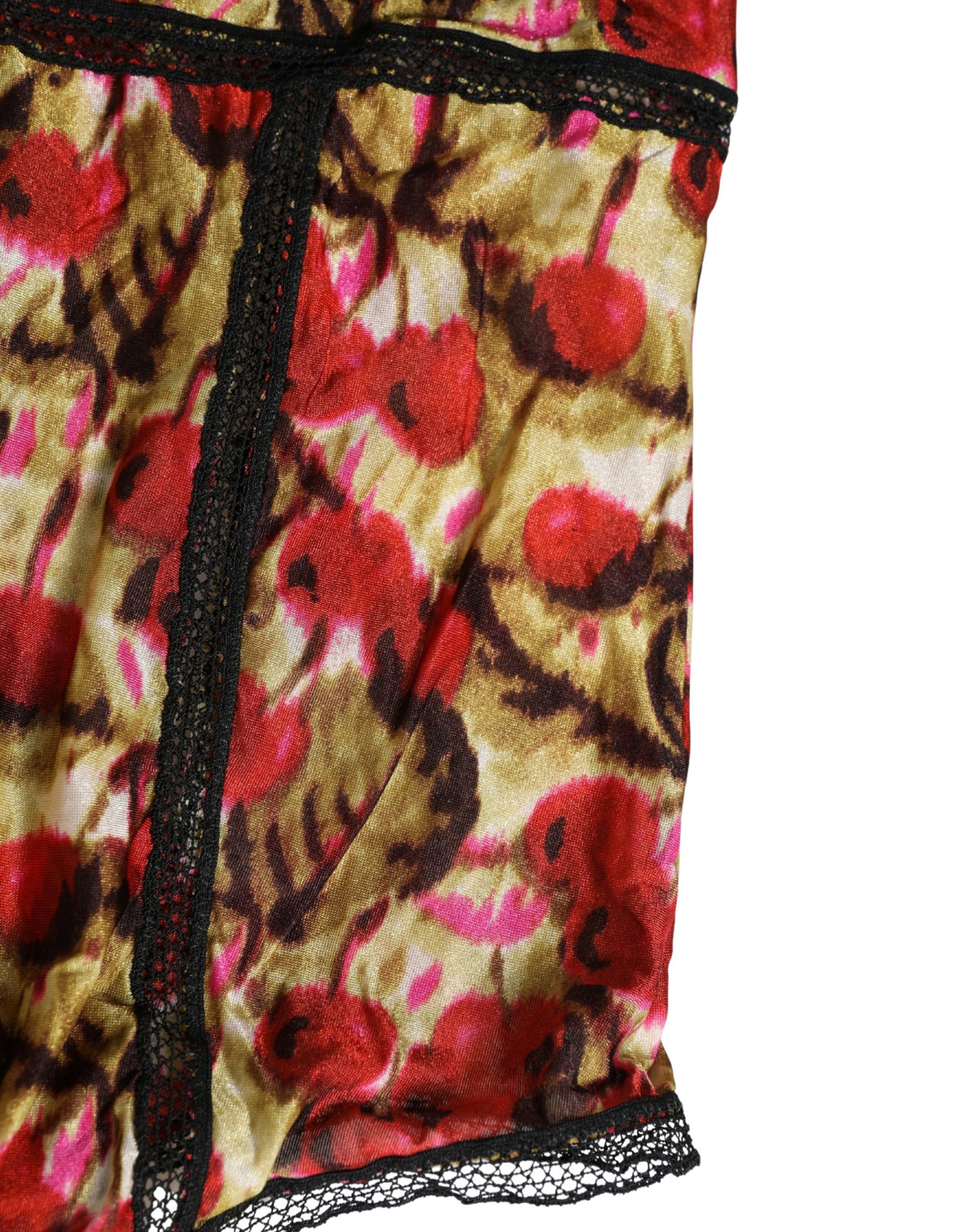 Roberto Cavalli | Multicolor CherryPrint Lace Bodysuit Underwear