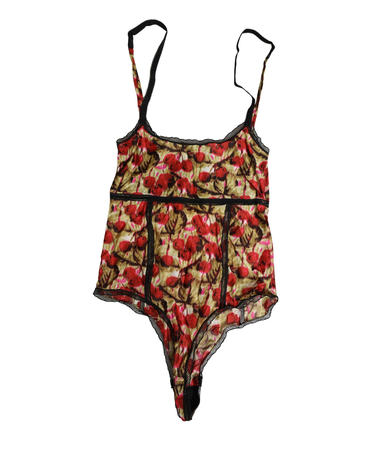 Roberto Cavalli | Multicolor CherryPrint Lace Bodysuit Underwear
