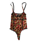 Roberto Cavalli | Multicolor CherryPrint Lace Bodysuit Underwear