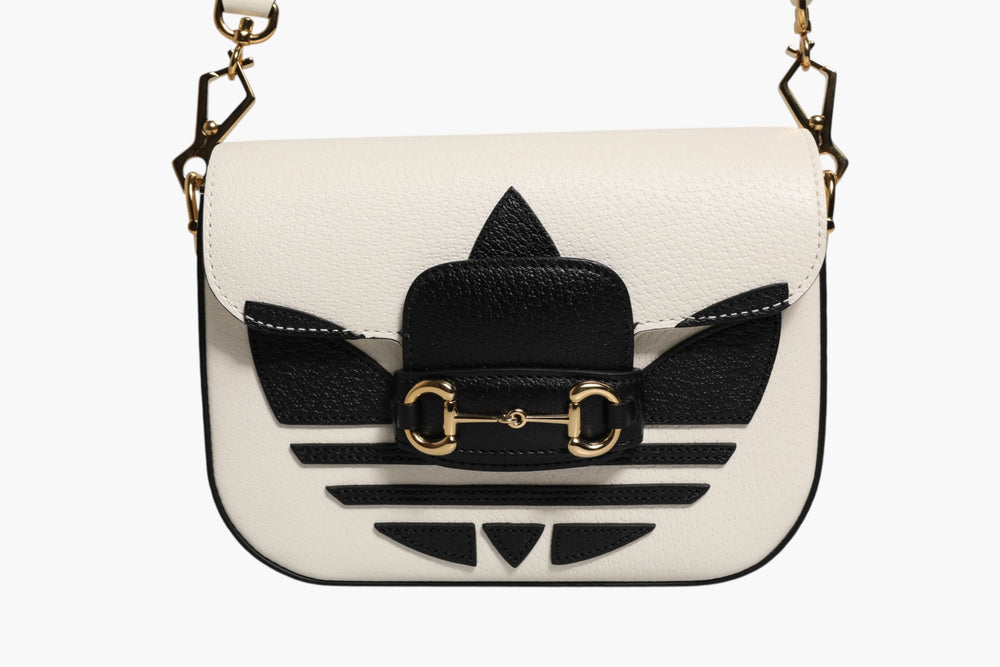 Gucci | x Adidas Horsebit 1955 White Black Calfskin Leather Shoulder Bag