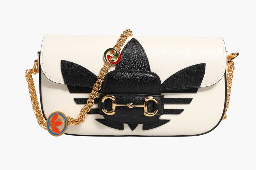 Gucci | x Adidas Horsebit 1955  White Black Calfskin Leather Shoulder Bag