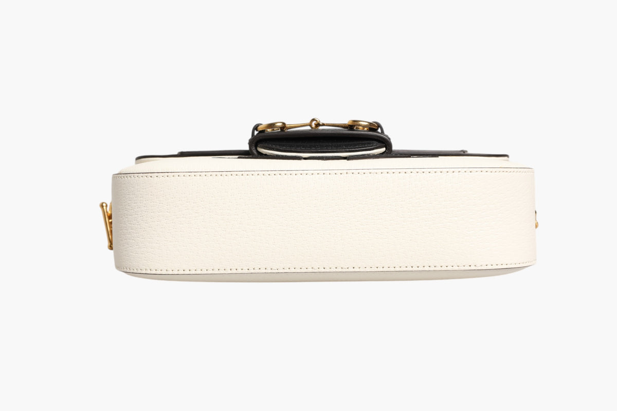 Gucci | x Adidas Horsebit 1955  White Black Calfskin Leather Shoulder Bag