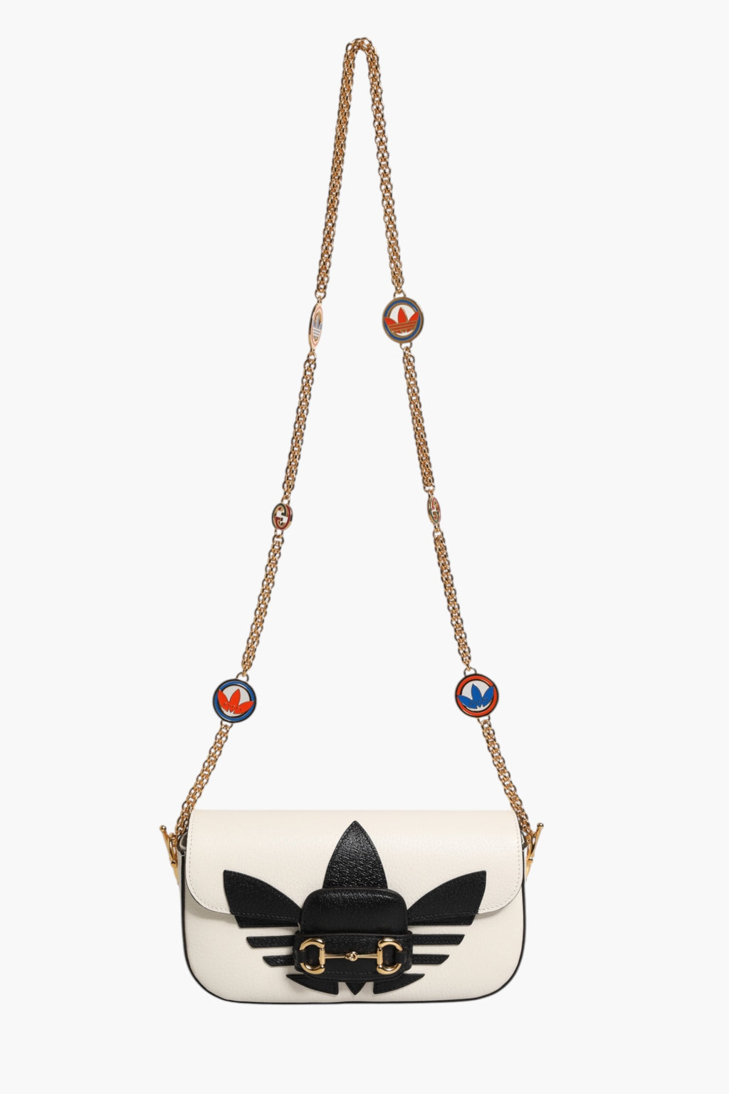 Gucci | x Adidas Horsebit 1955  White Black Calfskin Leather Shoulder Bag