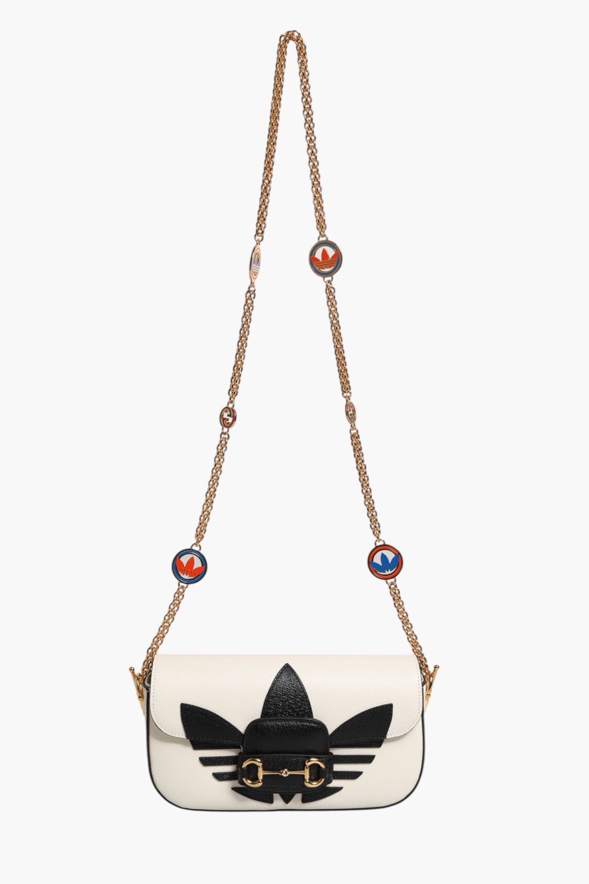 Gucci | x Adidas Horsebit 1955  White Black Calfskin Leather Shoulder Bag