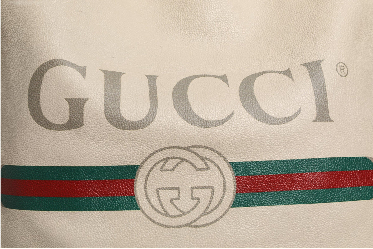Gucci | White Web Sherry Logo Print Tote Bag