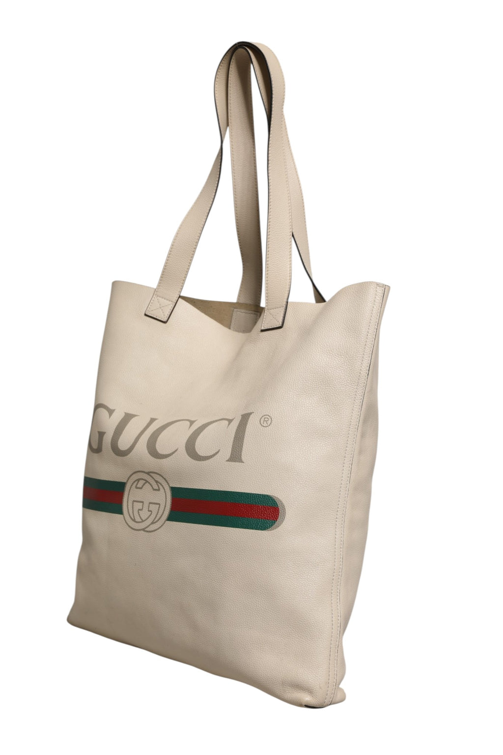 Gucci | White Web Sherry Logo Print Tote Bag