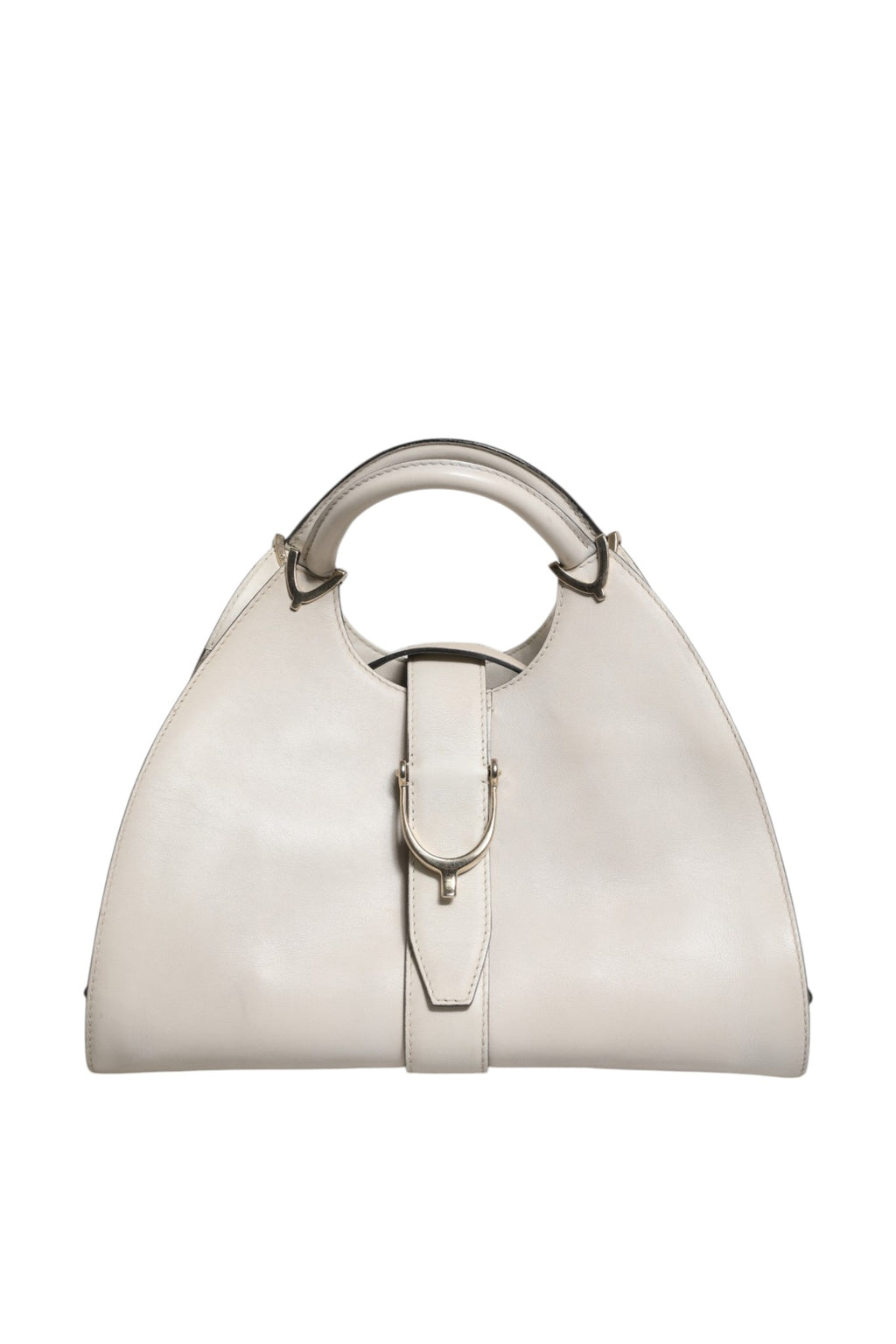 Gucci | White Leather Stirrup Top Handle Bag