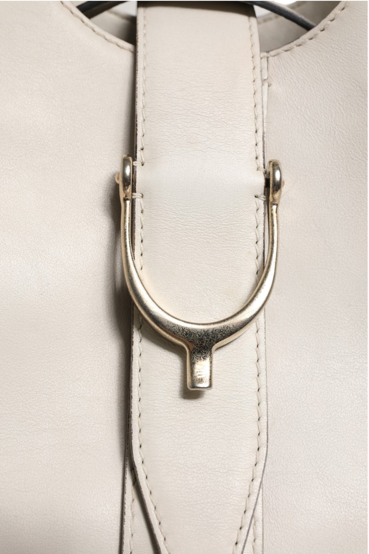 Gucci | White Leather Stirrup Top Handle Bag