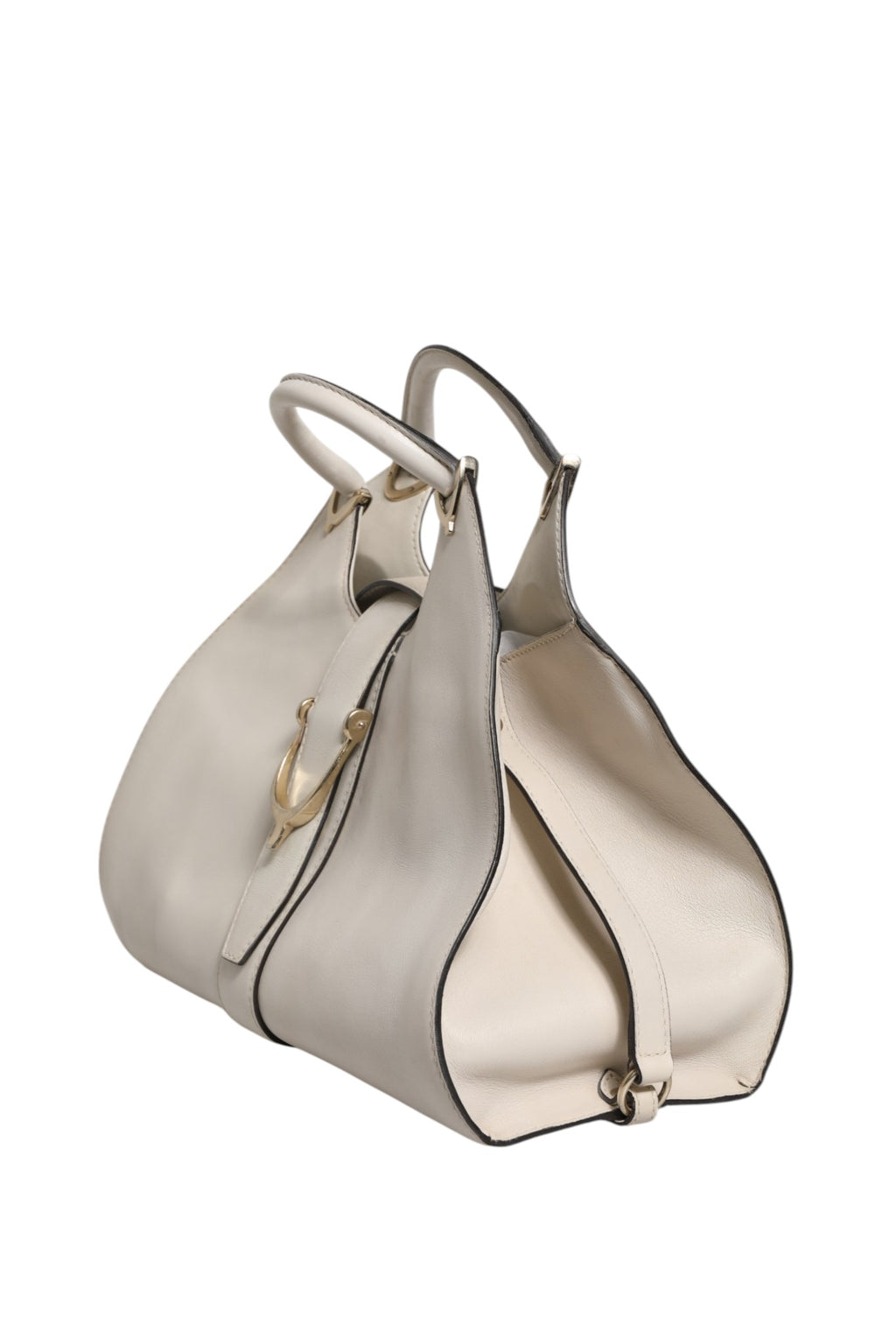 Gucci | White Leather Stirrup Top Handle Bag