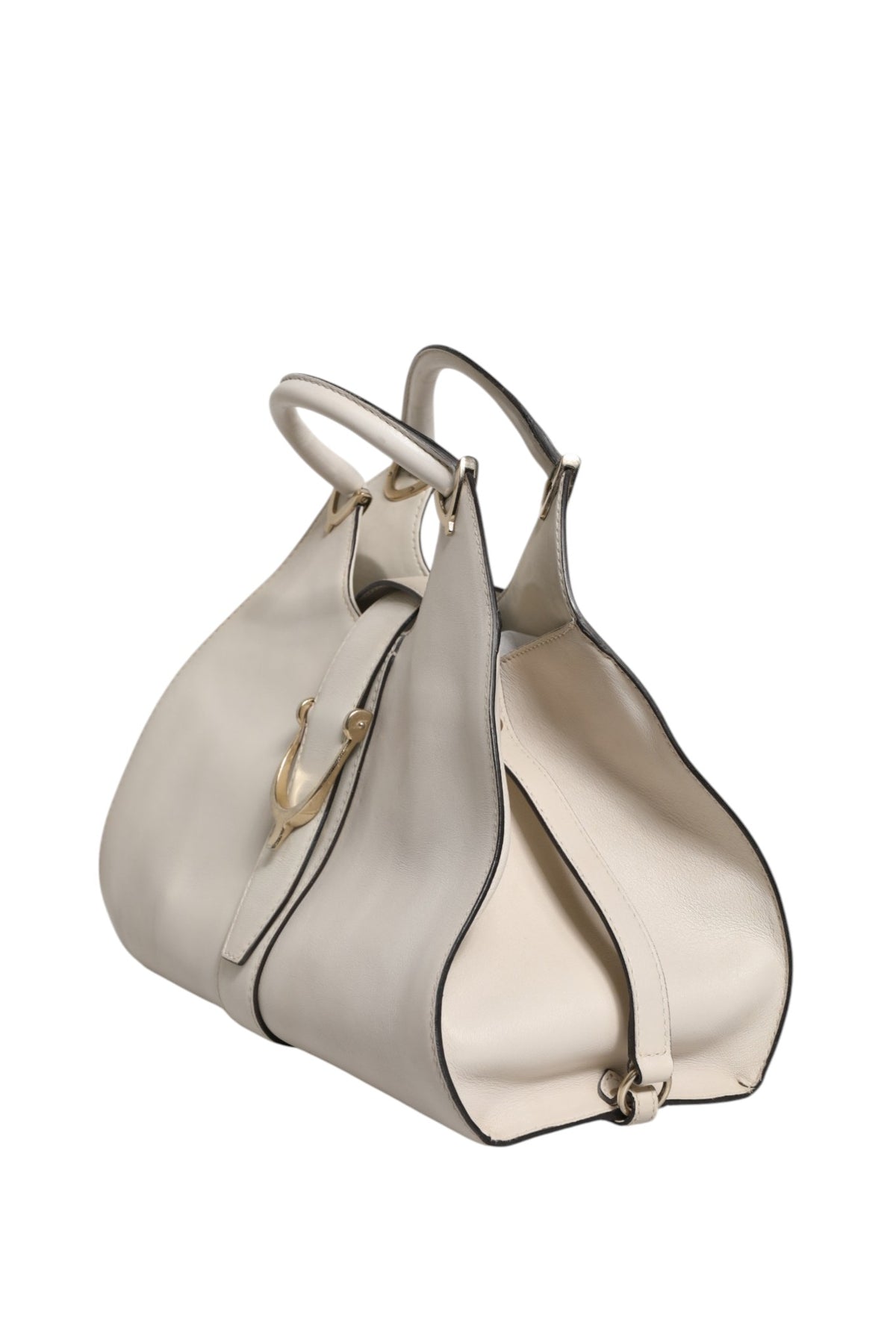 Gucci | White Leather Stirrup Top Handle Bag