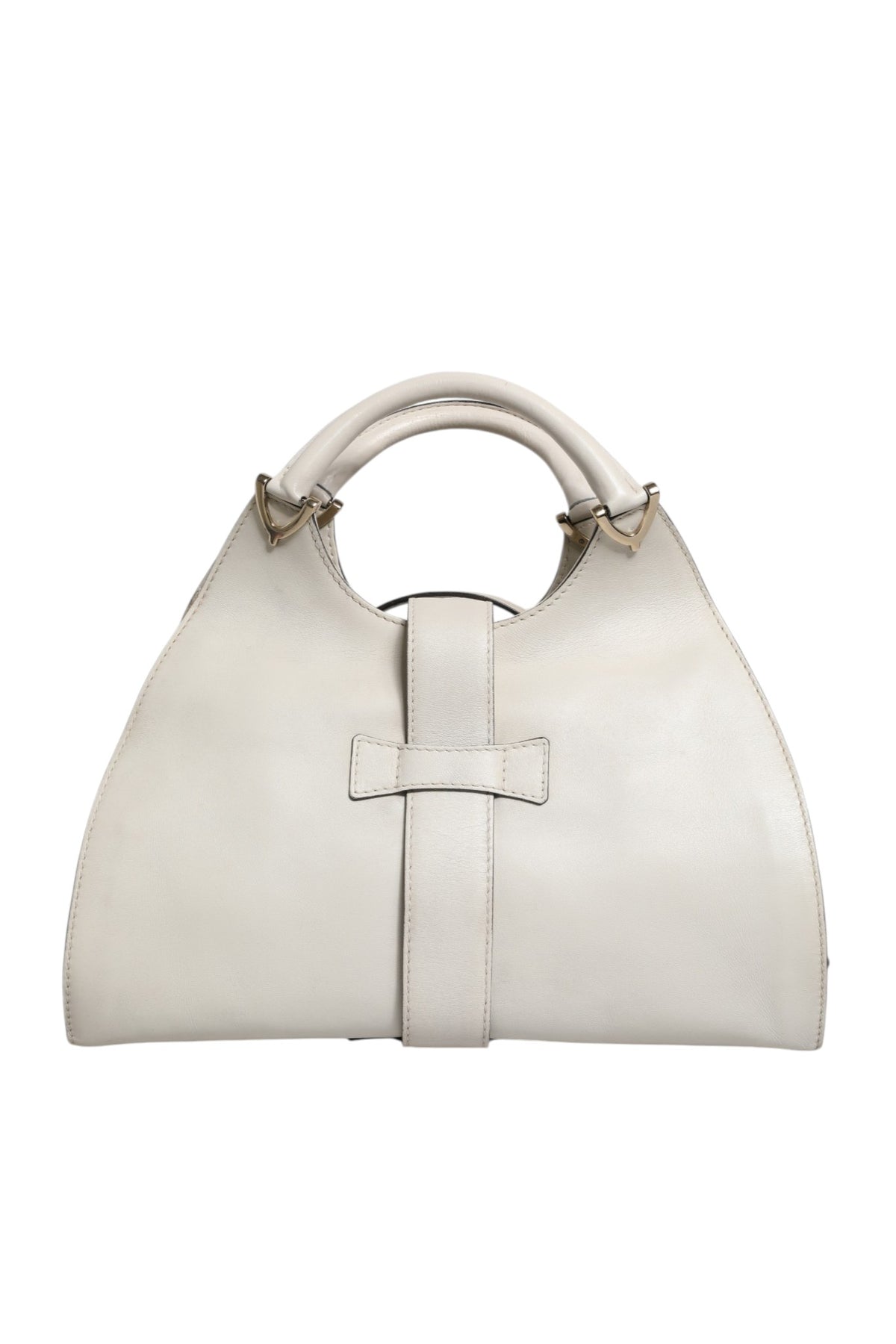 Gucci | White Leather Stirrup Top Handle Bag
