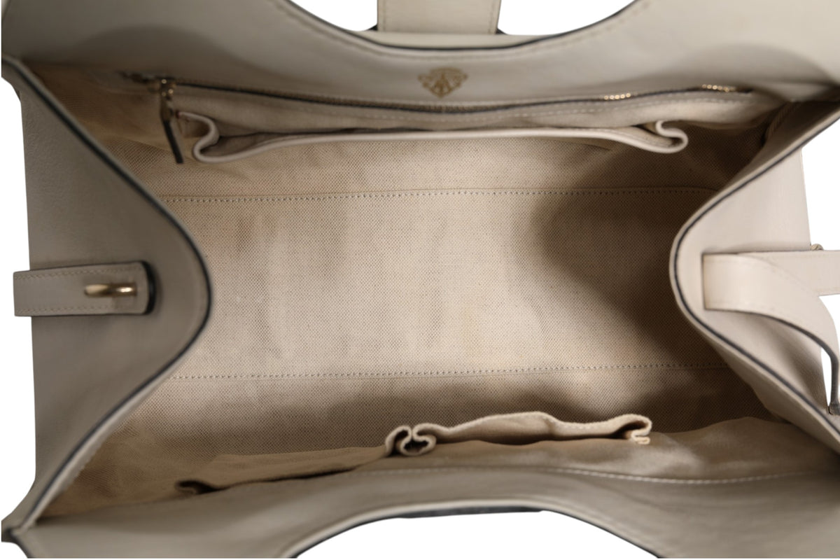 Gucci | White Leather Stirrup Top Handle Bag