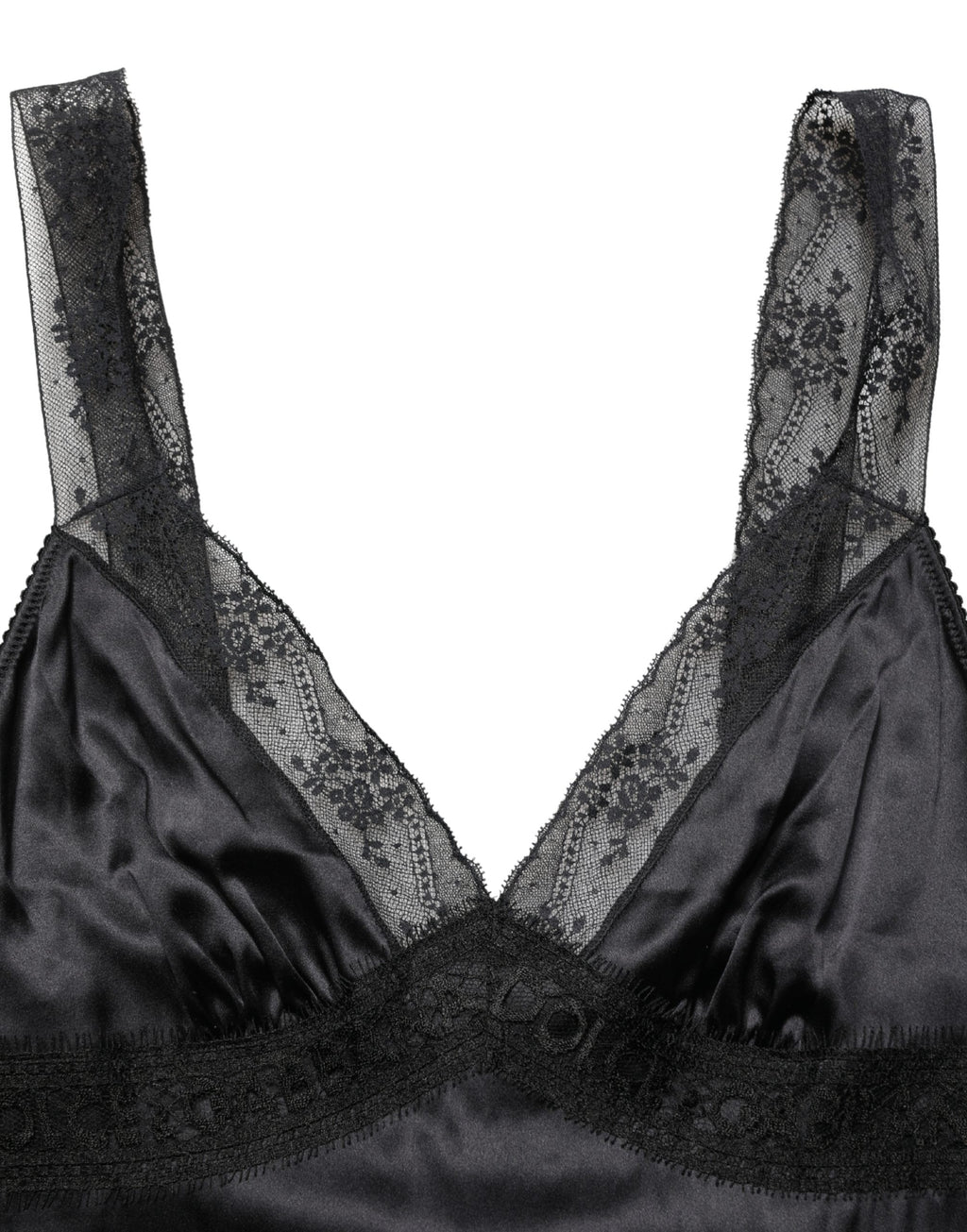 Dolce & Gabbana | Black Silk Lace Trim Camisole V-neckline Tank Top