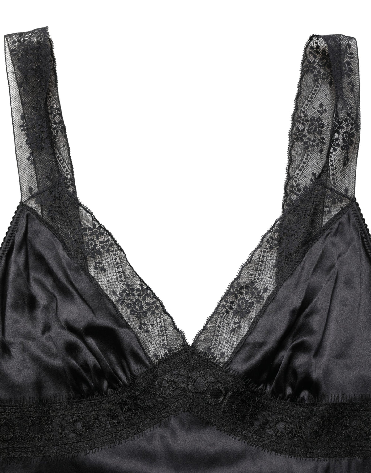 Dolce & Gabbana | Black Silk Lace Trim Camisole V-neckline Tank Top
