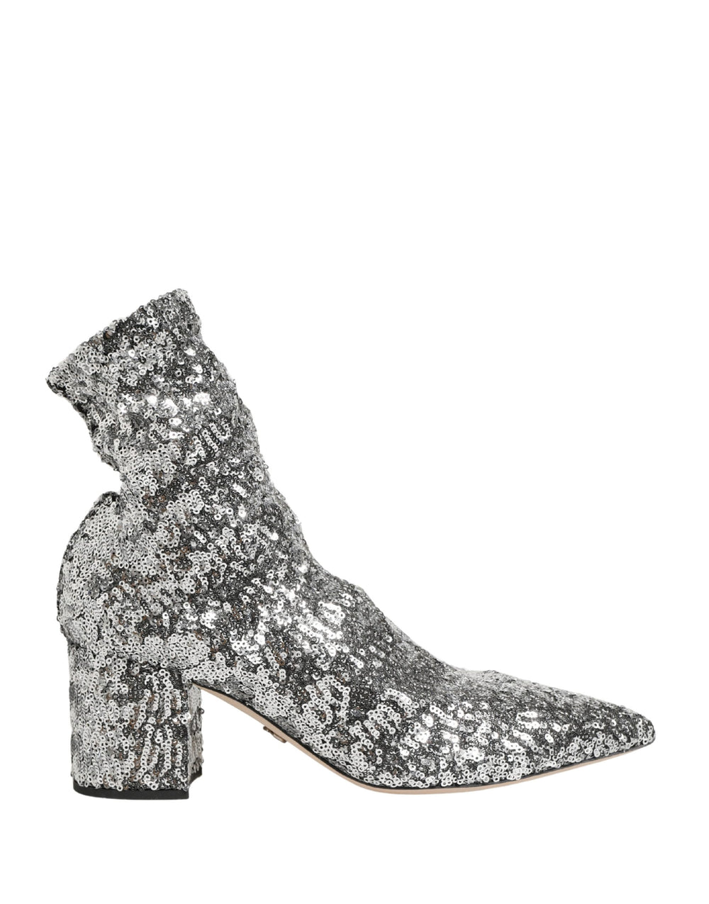 Dolce & Gabbana | Silver Sequined Short Boots Stretch Shoes
