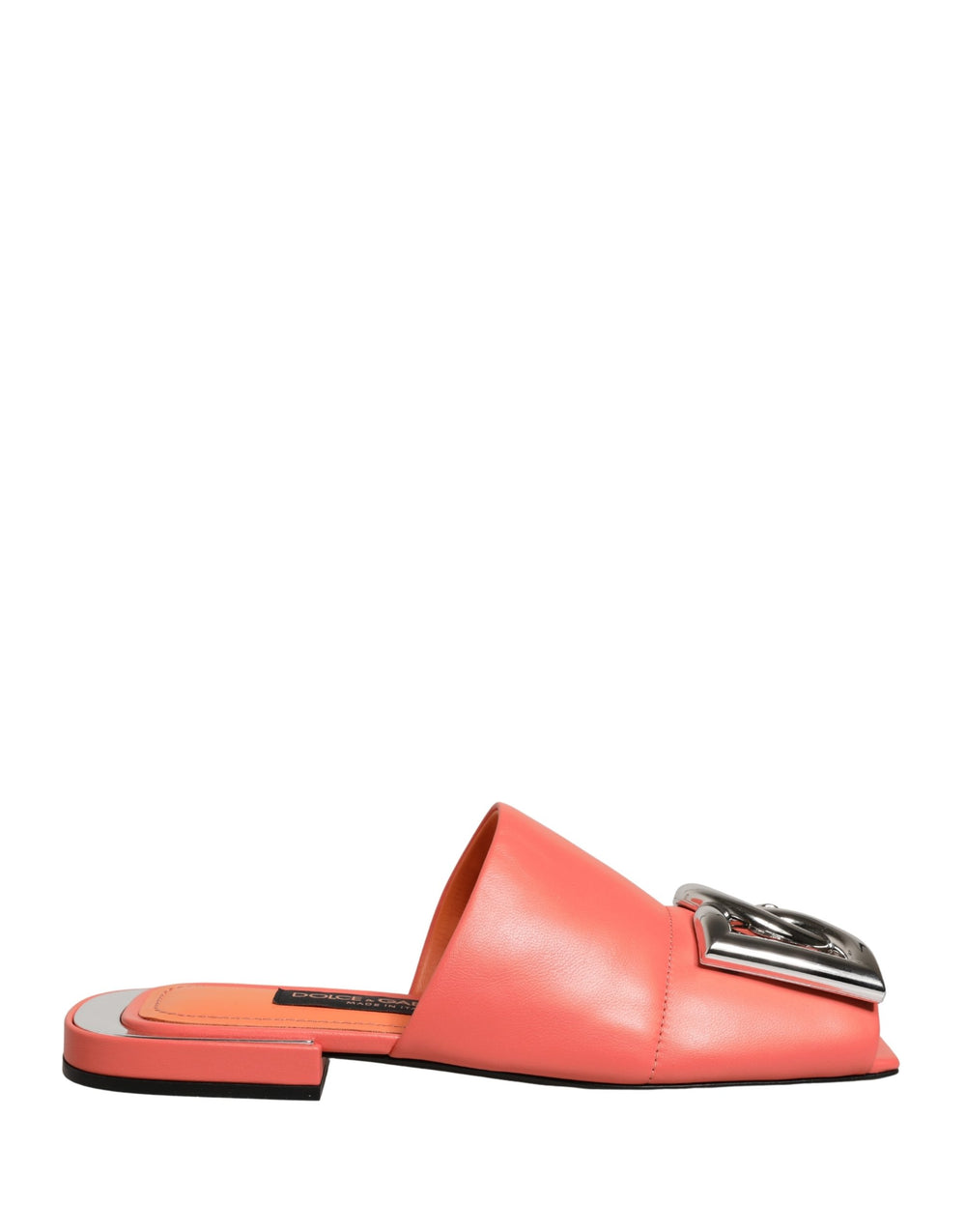 Dolce & Gabbana | Orange DG Logo Leather Flats Sandals Shoes