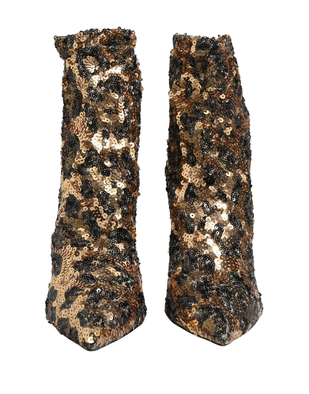 Dolce & Gabbana | Gold Leopard Sequin Sock Ankle Boots Shoes