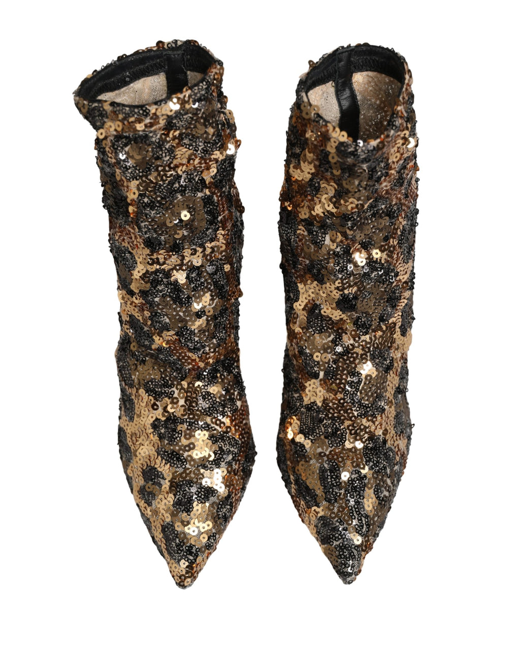 Dolce & Gabbana | Gold Leopard Sequin Sock Ankle Boots Shoes