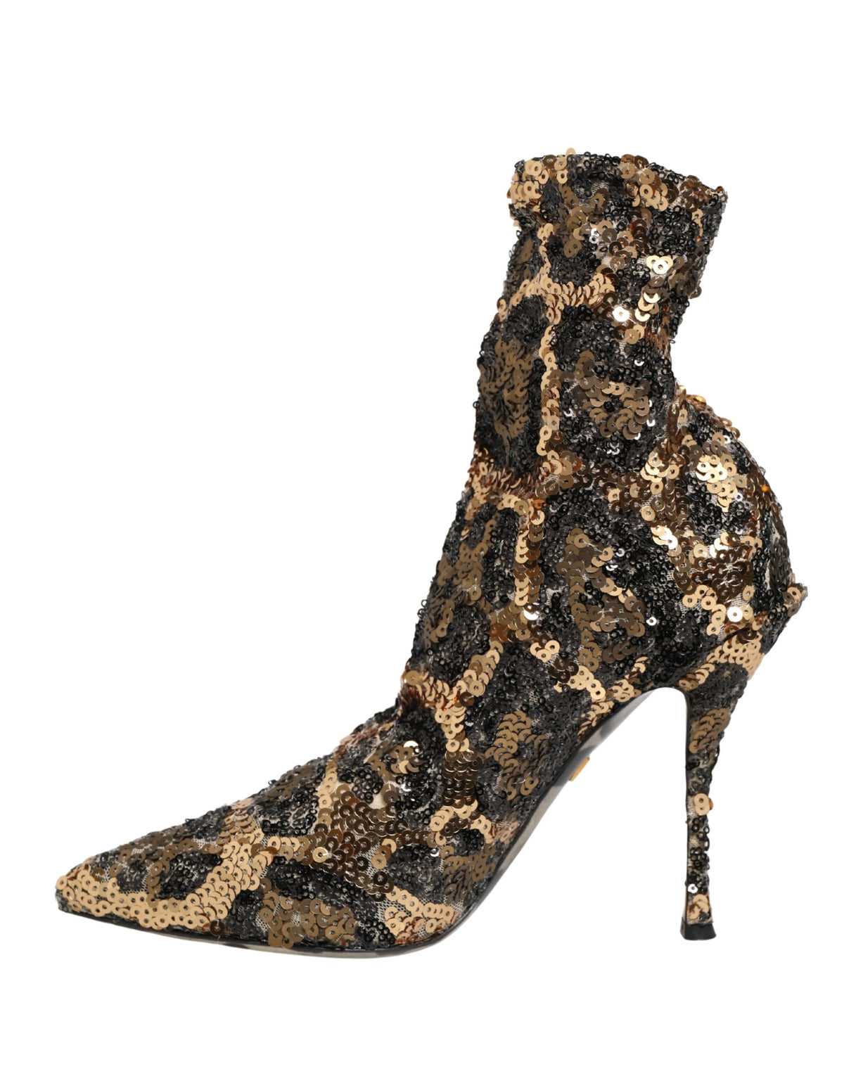 Dolce & Gabbana | Gold Leopard Sequin Sock Ankle Boots Shoes