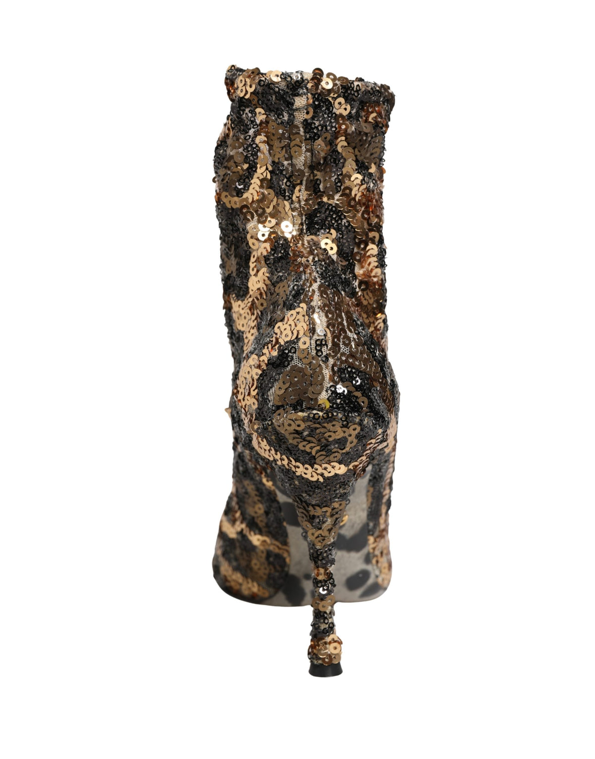 Dolce & Gabbana | Gold Leopard Sequin Sock Ankle Boots Shoes