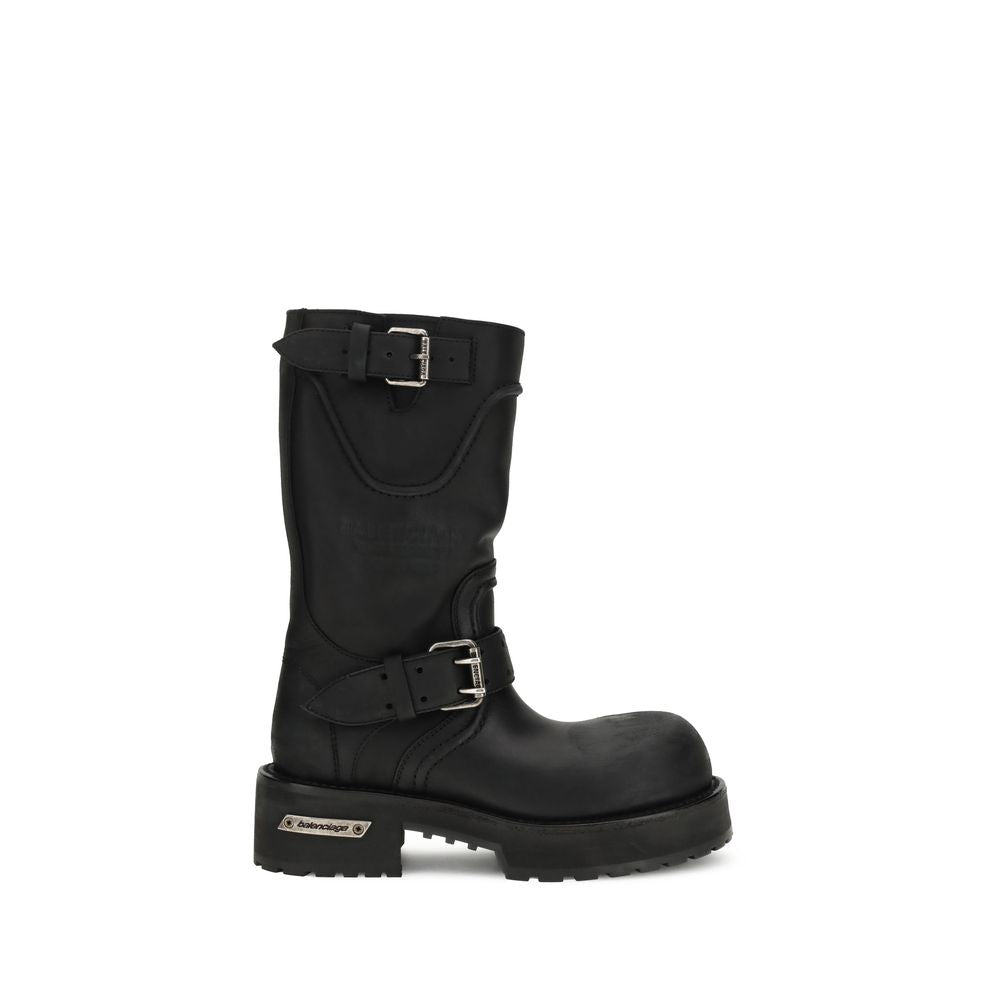 Balenciaga | Black Calf Leather Bos Taurus Lace-Up Boots