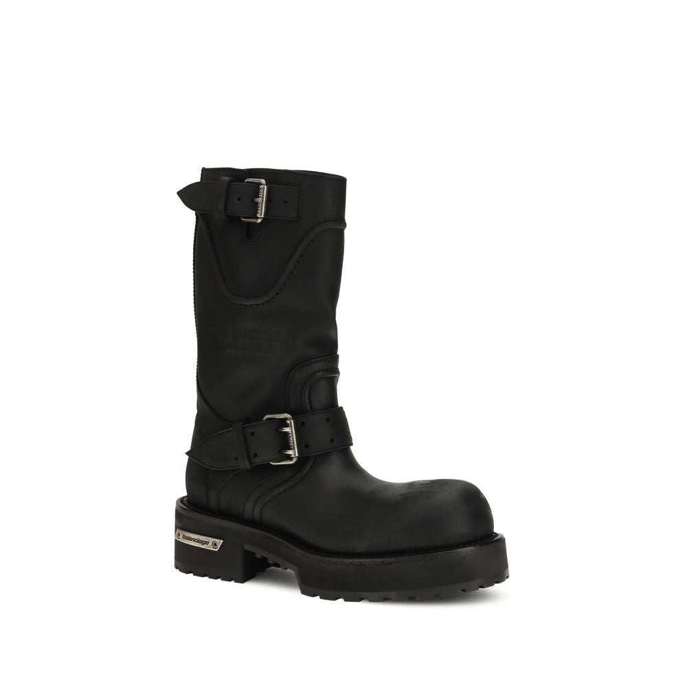 Balenciaga | Black Calf Leather Bos Taurus Lace-Up Boots
