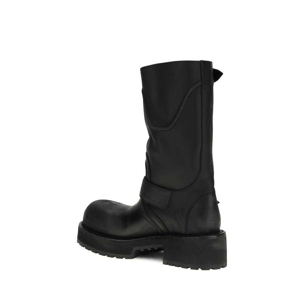 Balenciaga | Black Calf Leather Bos Taurus Lace-Up Boots