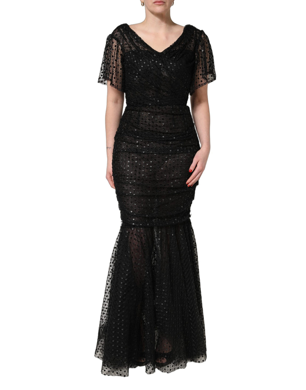 Dolce & Gabbana | Black Sequinned Mermaid Evening Gown Dress