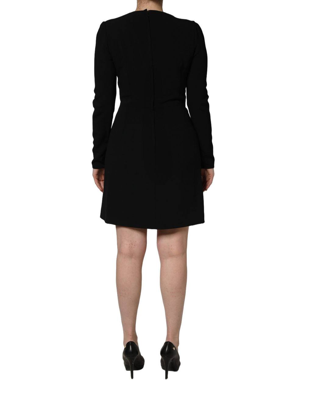Roberto Cavalli | Black Long Sleeves Scoop Neck Mini Dress