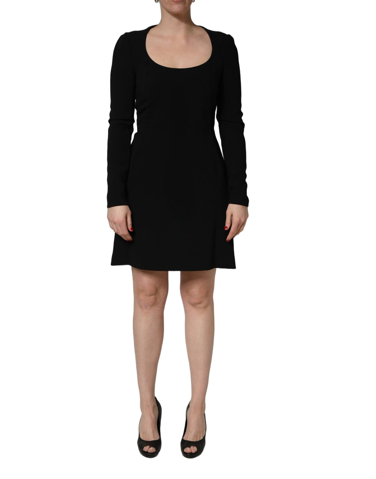 Roberto Cavalli | Black Long Sleeves Scoop Neck Mini Dress