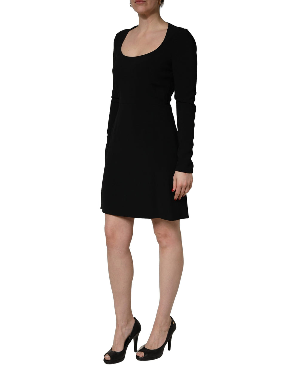 Roberto Cavalli | Black Long Sleeves Scoop Neck Mini Dress