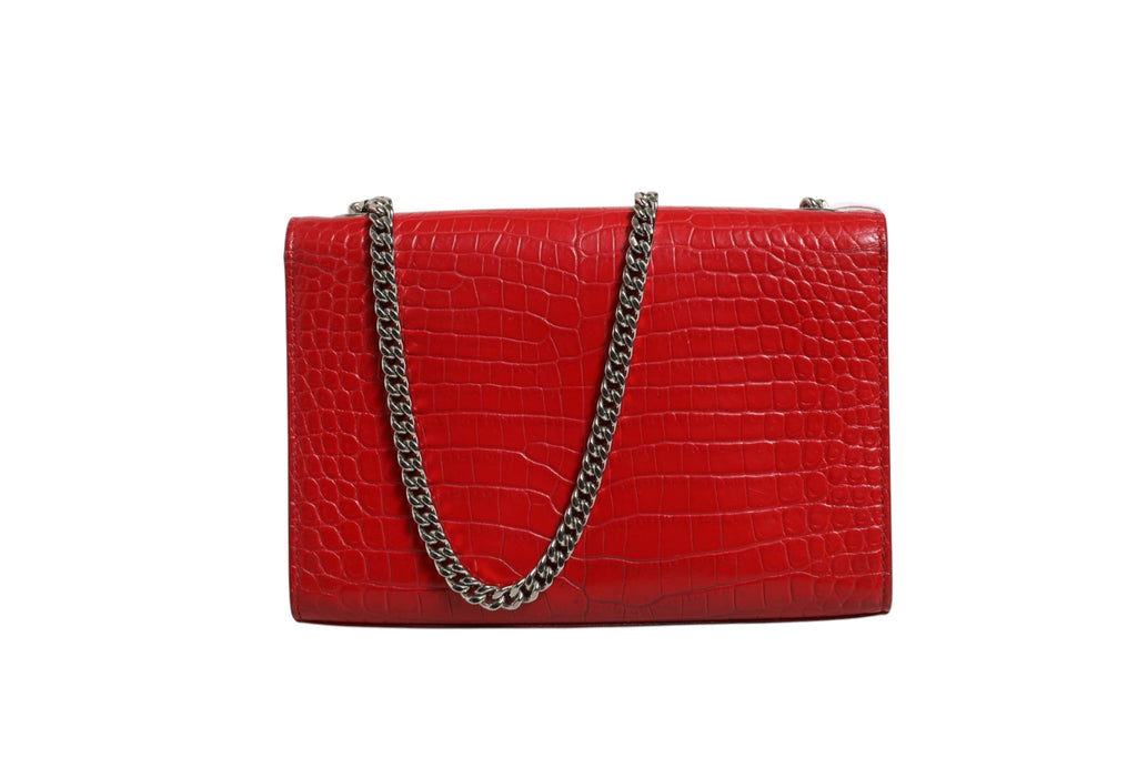 Saint Laurent | Kate Tassel Chain Bag in Red Crocodile Embossed Leather