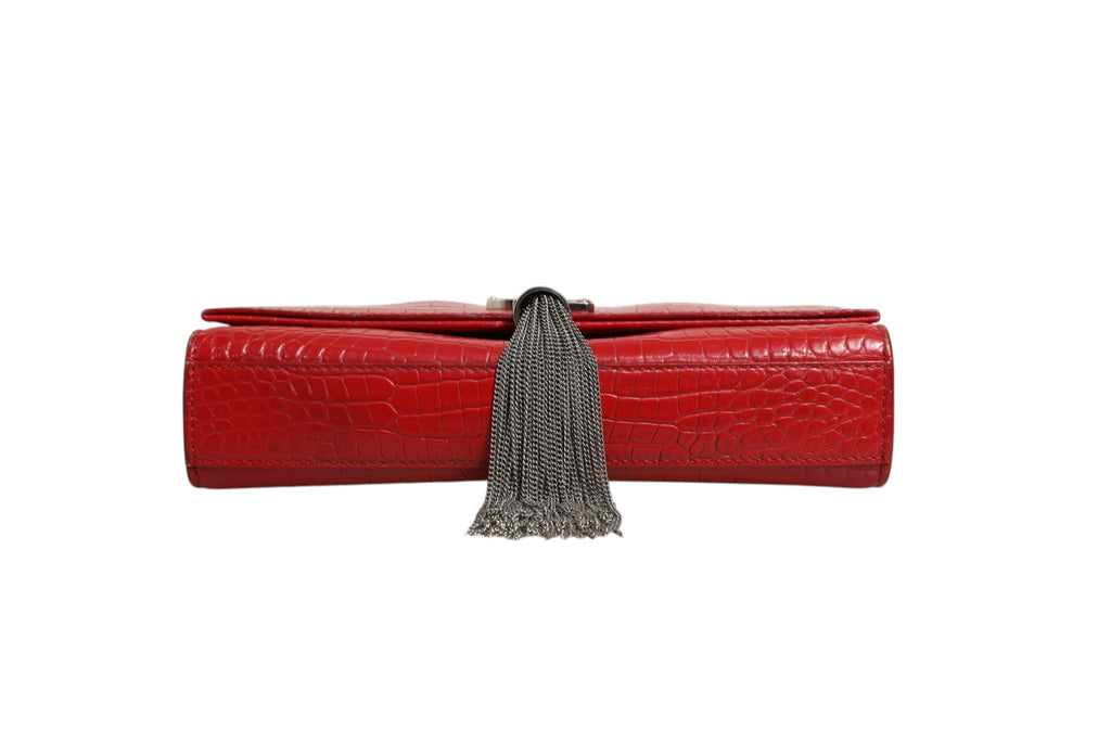 Saint Laurent | Kate Tassel Chain Bag in Red Crocodile Embossed Leather