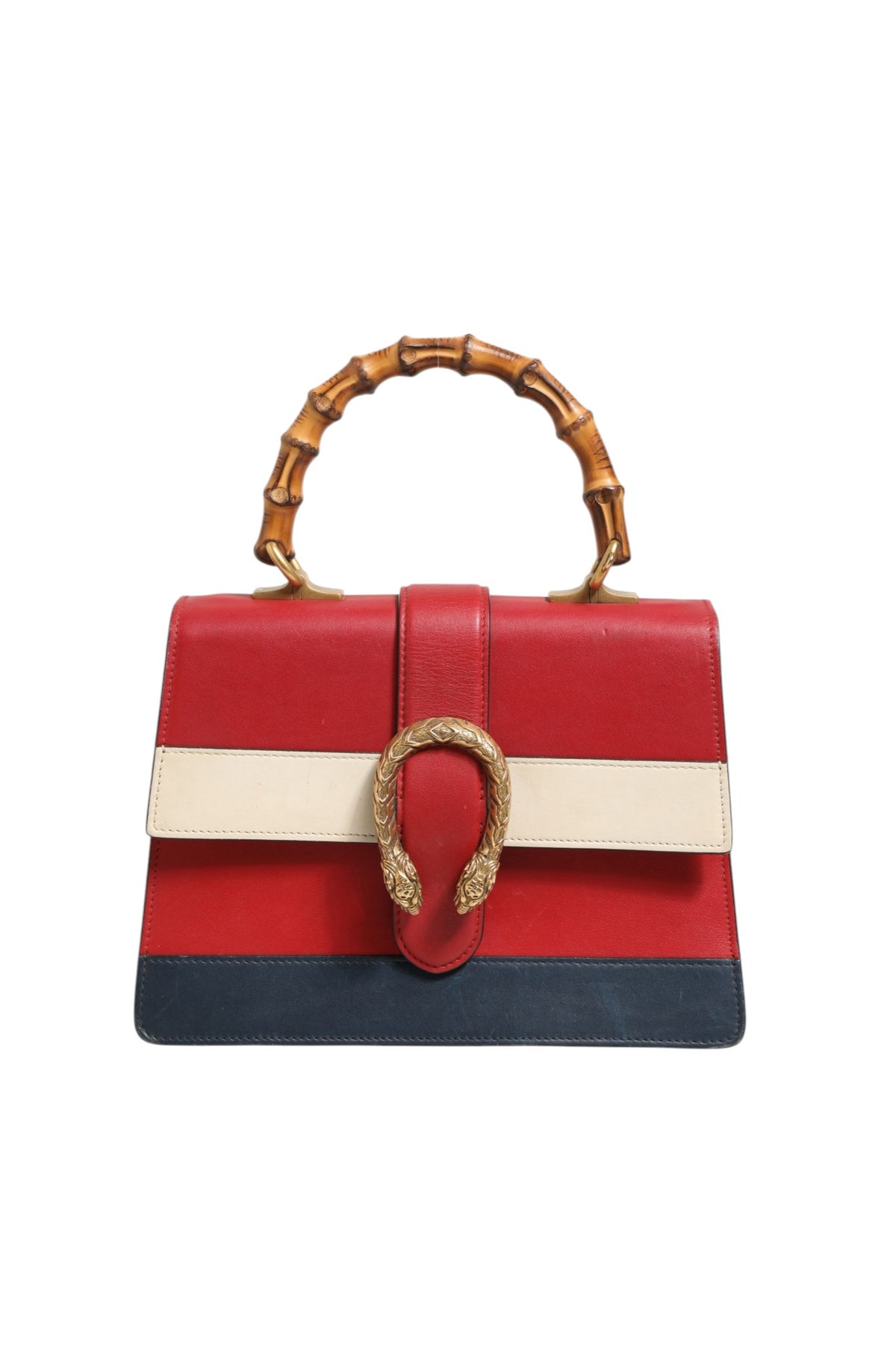 Gucci | Dionysus Bamboo Medium Top Handle Bag White Blue Red
