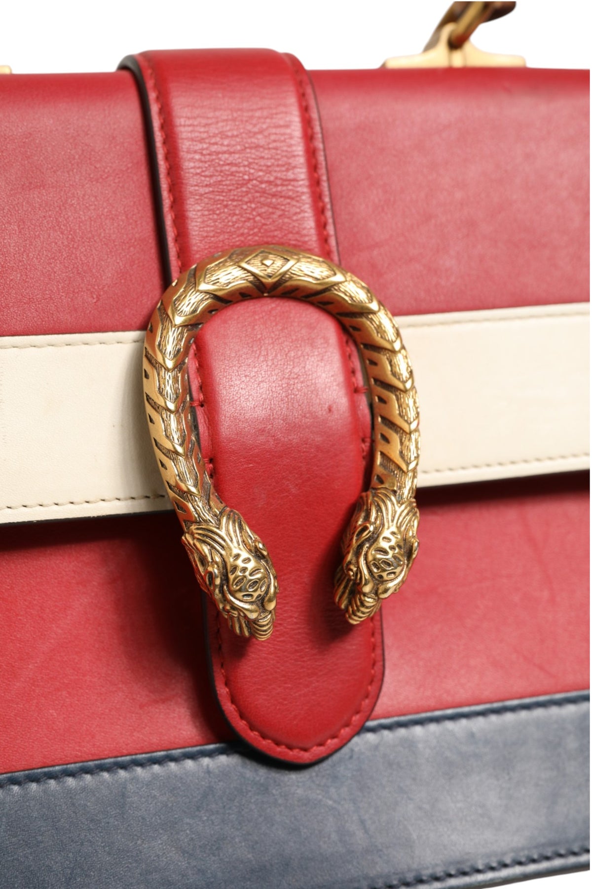 Gucci | Dionysus Bamboo Medium Top Handle Bag White Blue Red